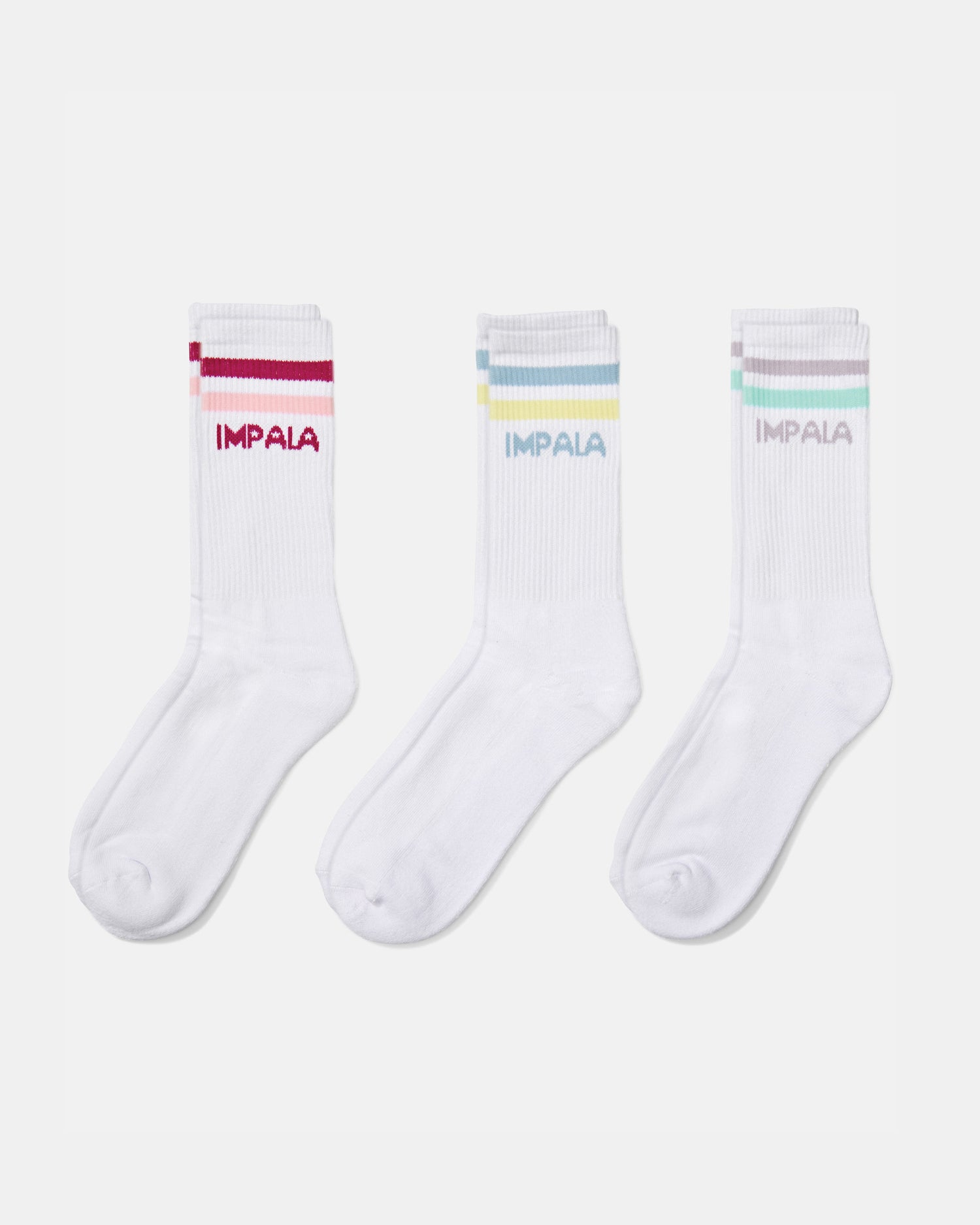 Impala Pastel Stripe Socks 3-Pack - Impala Rollerskates