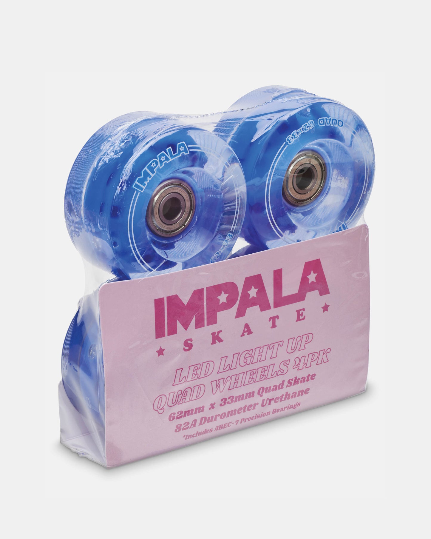 4 Pack Wheels - Light Up Blue - Impala Rollerskates